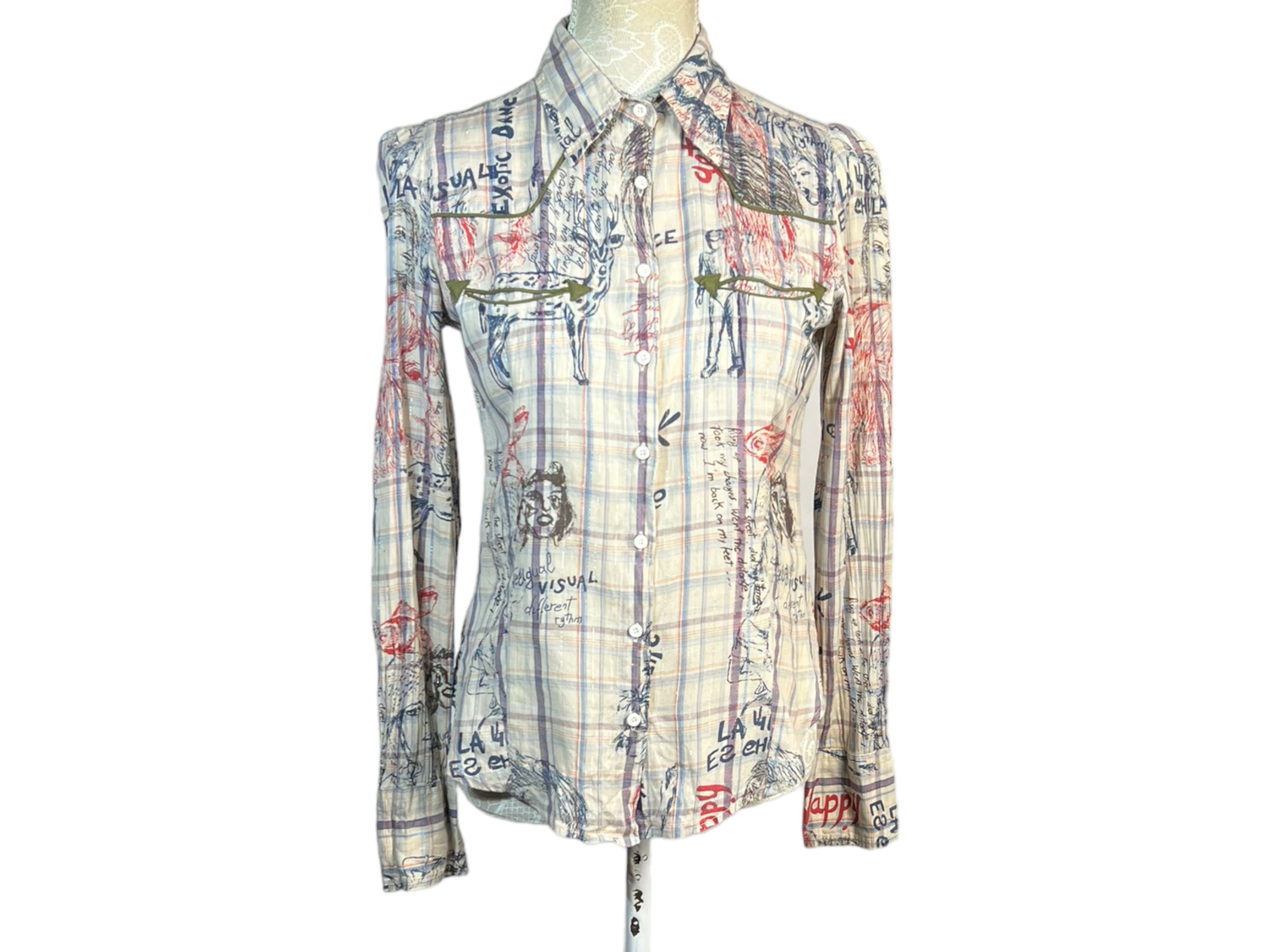 Haut 3/4 Manches Gris à Motif Desigual Taille 38 - Occasion Très Bon état, Coton, Col Bateau